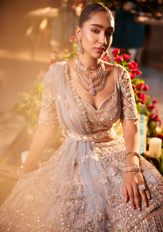 Light Blue Sequins Work Lehenga