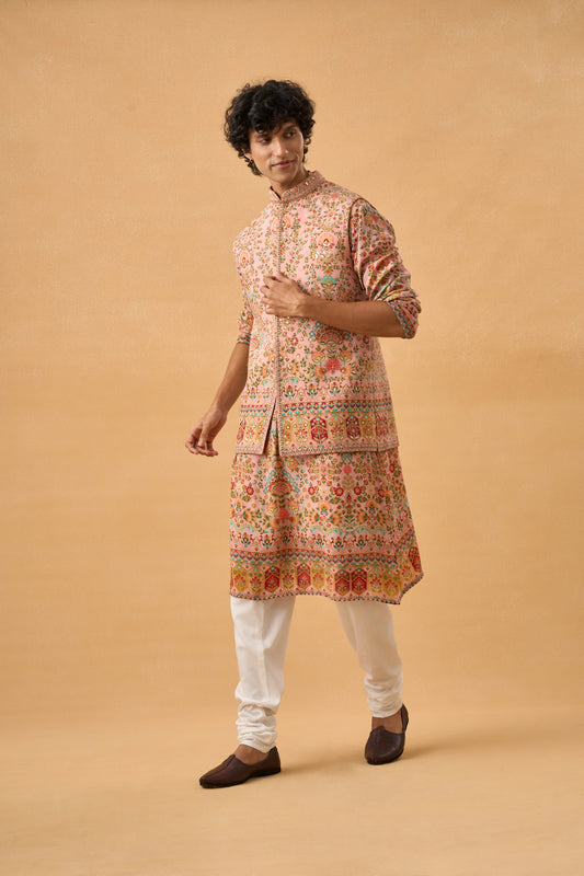 Peach Kurta Bandi Set