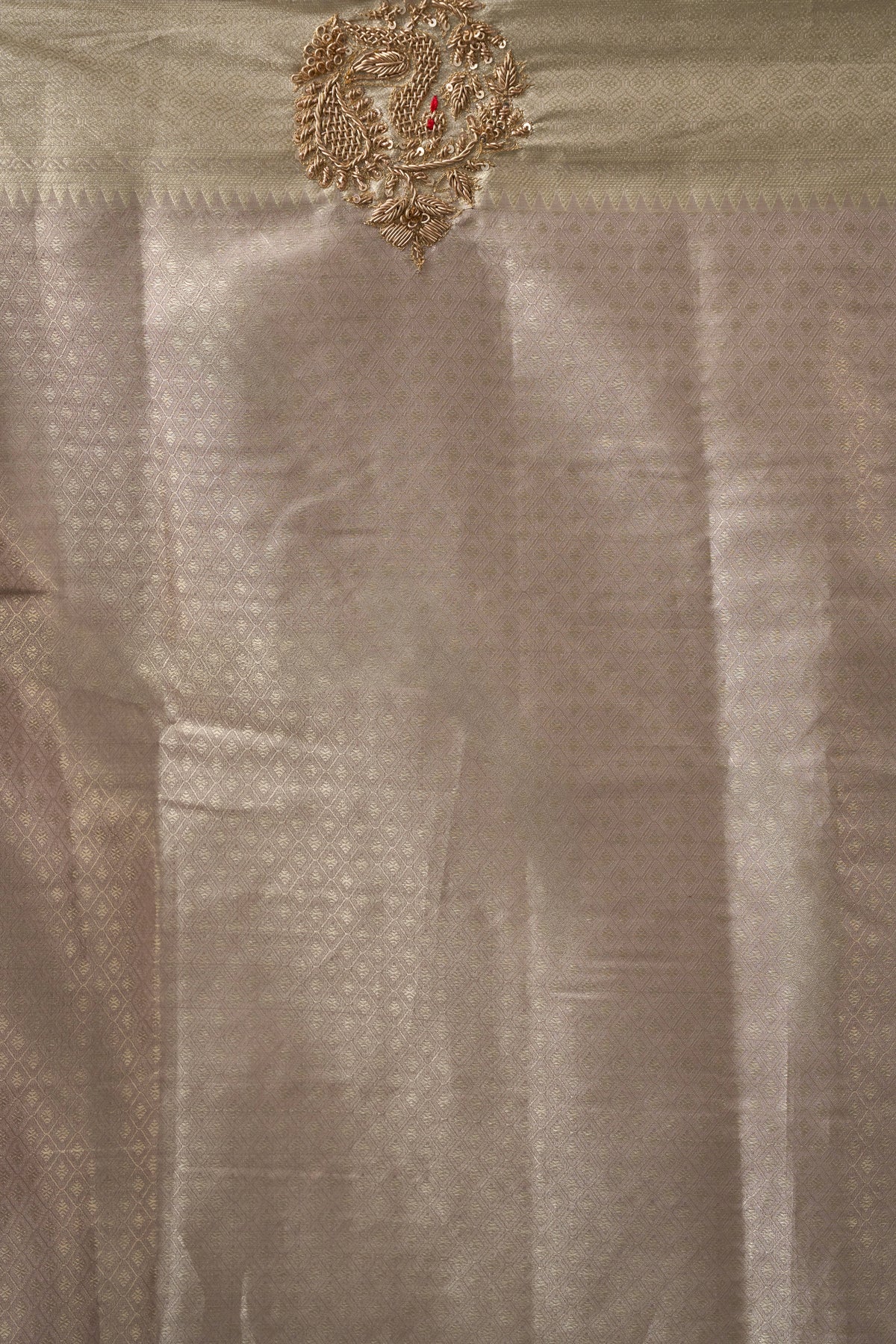 Silver Kanjeevaram Silk Saree With Zardosi and Resham Work