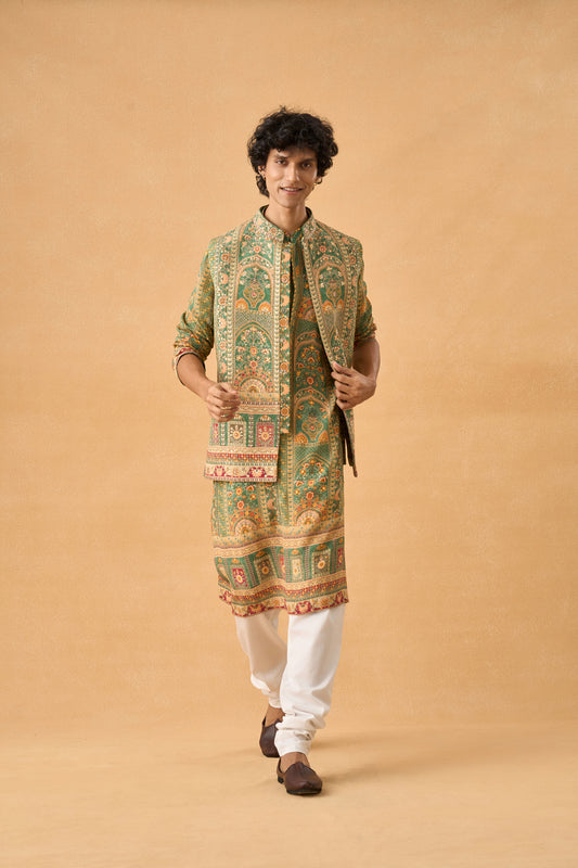 Green Kurta Bandi Set
