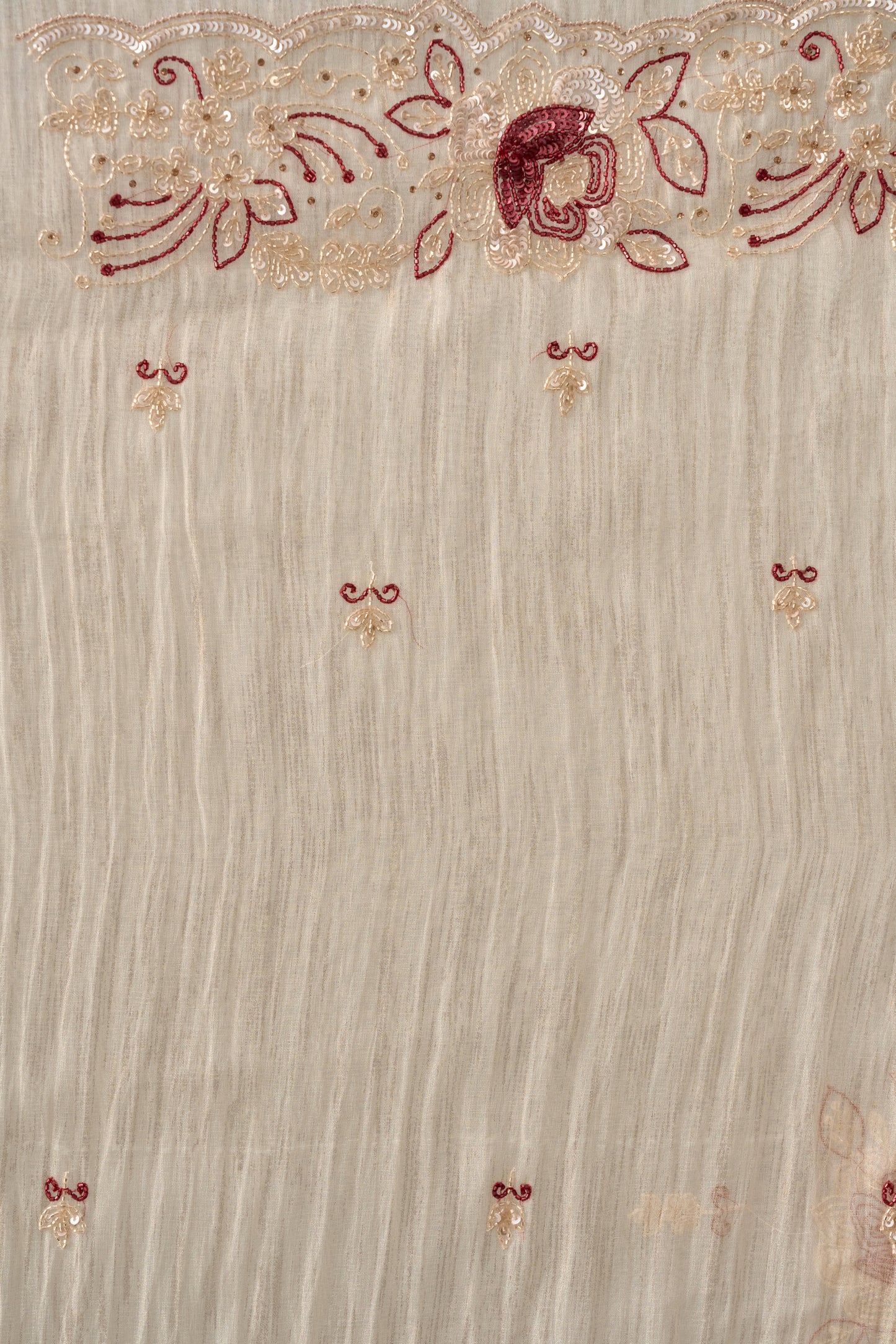 Golden Crushed Tissue Saree With Scallop Border