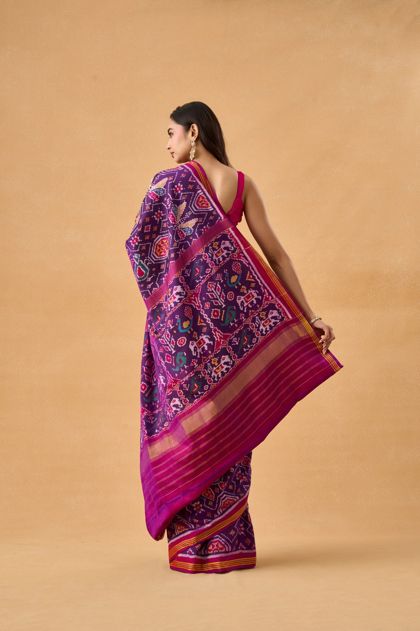 Purple Patola Silk Heritage Saree With Meenakari Weaving
