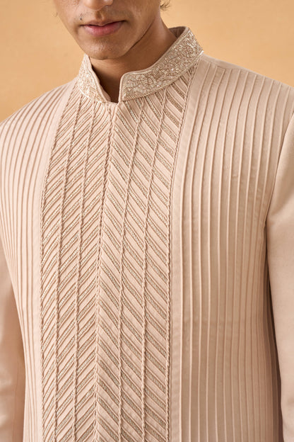 Light Beige Sherwani In Suede