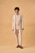 Beige Long Open Jacket Indo western Set