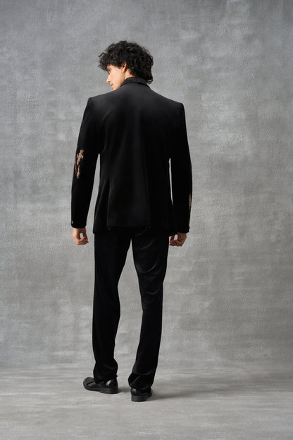 Black Tuxedo Set With Golden Hand Embellishments