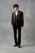Black Tuxedo Set With Golden Hand Embellishments