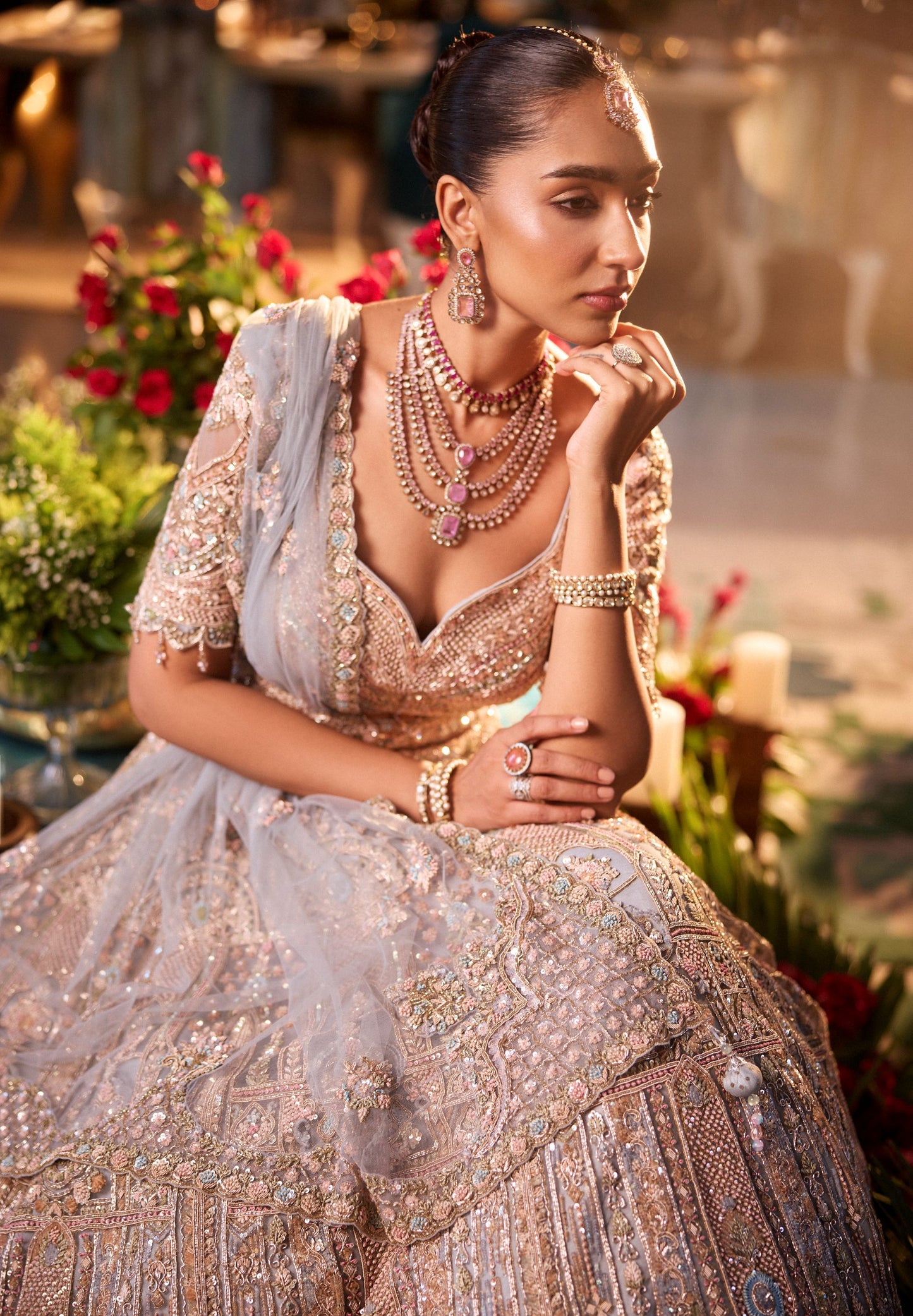 Light Blue Sequins Work Lehenga