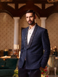 Dark Blue Suede Tuxedo Set