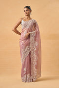Onion Pink Crushed Tissue Saree