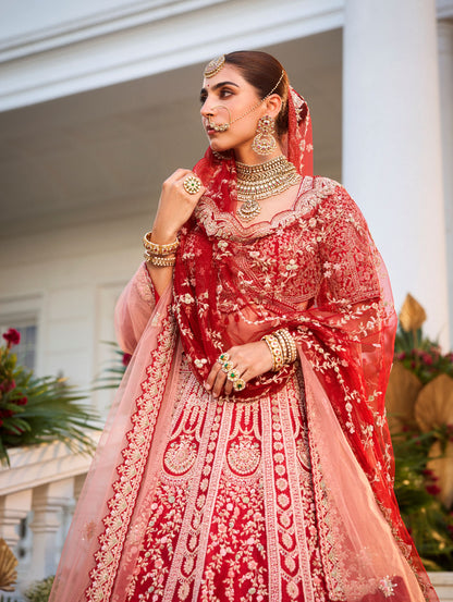 Maroon Colour Bridal Lehenga With Zardozi Work