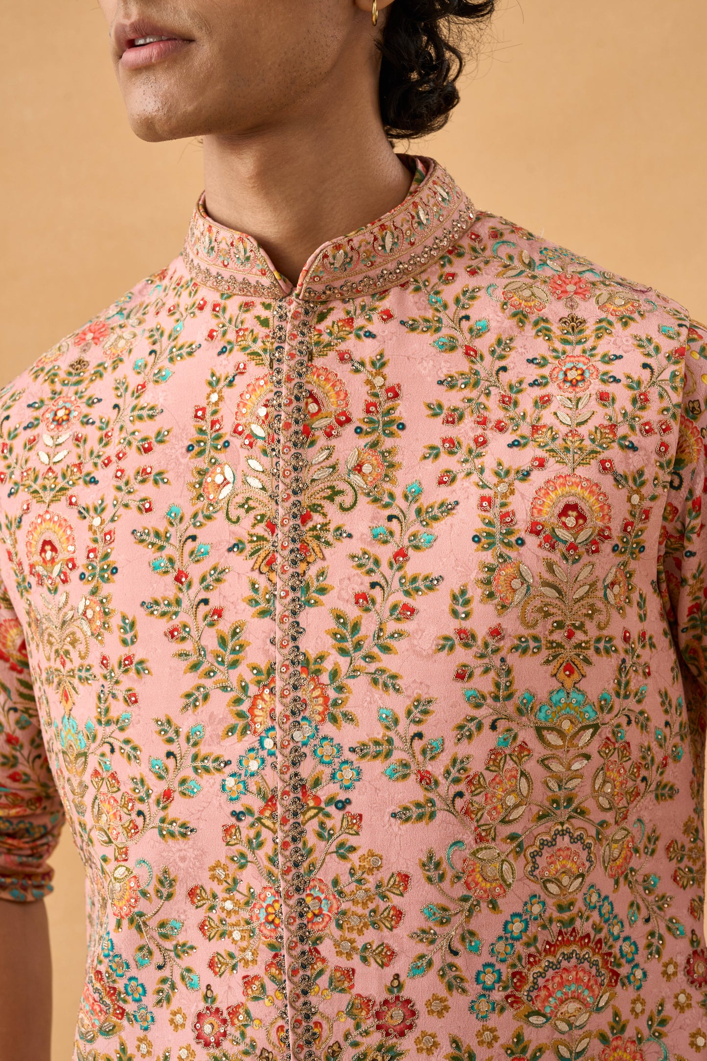 Peach Kurta Bandi Set