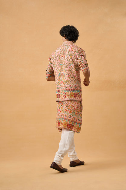 Peach Kurta Bandi Set