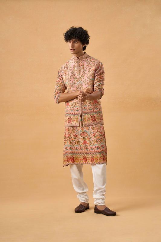 Peach Kurta Bandi Set