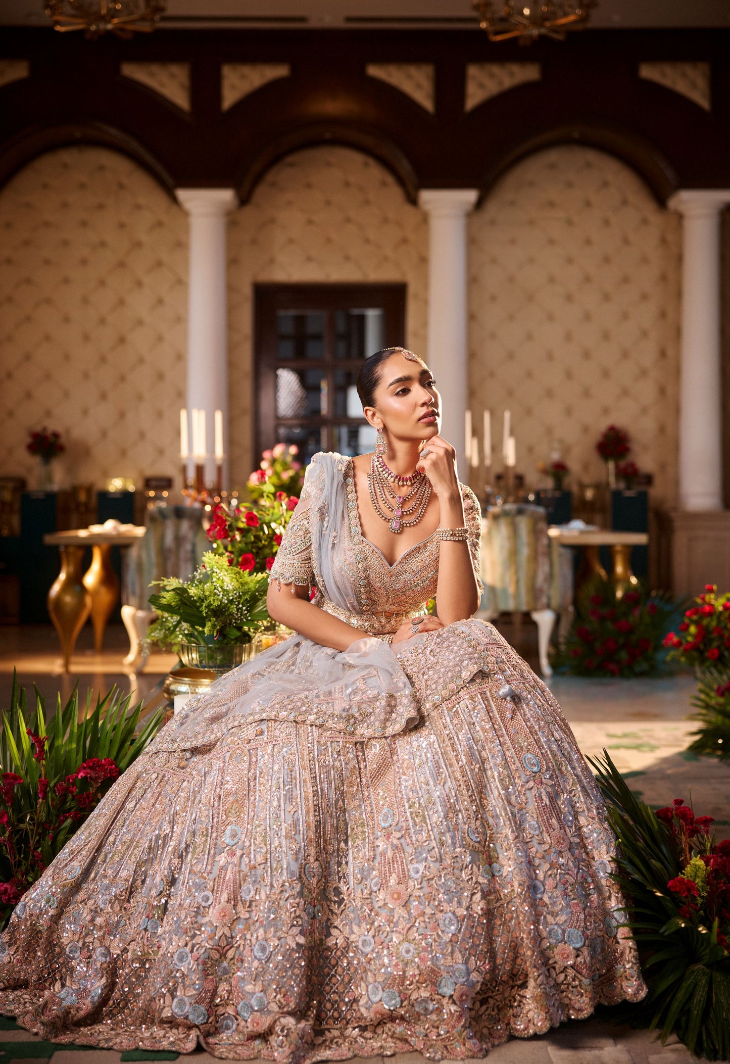 Light Blue Sequins Work Lehenga