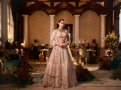 Off-white Multi Sequins And Beads Work Lehenga