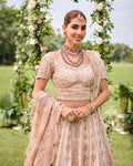 Powder Pink Heavy Hand Embriodered Lehenga On Raw Silk