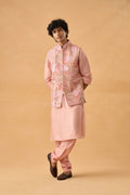 Pink Mirror Work Kurta Bandi Set