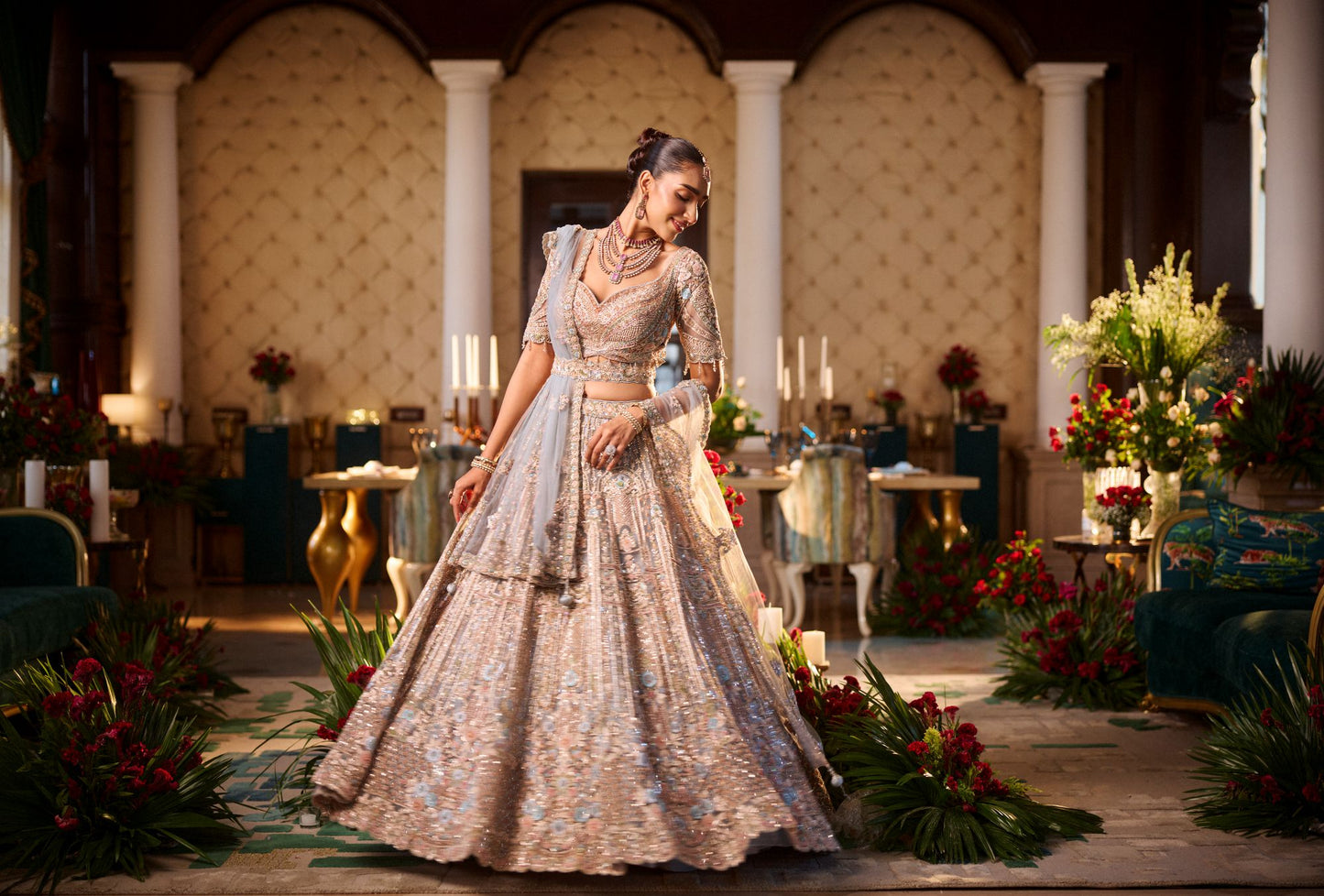 Light Blue Sequins Work Lehenga