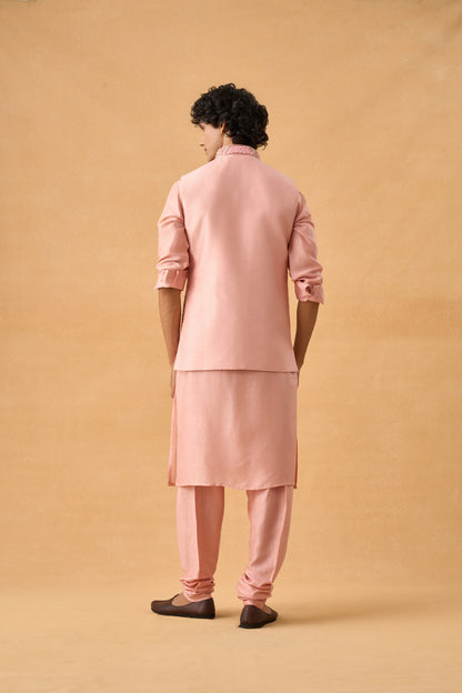 Pink Mirror Work Kurta Bandi Set
