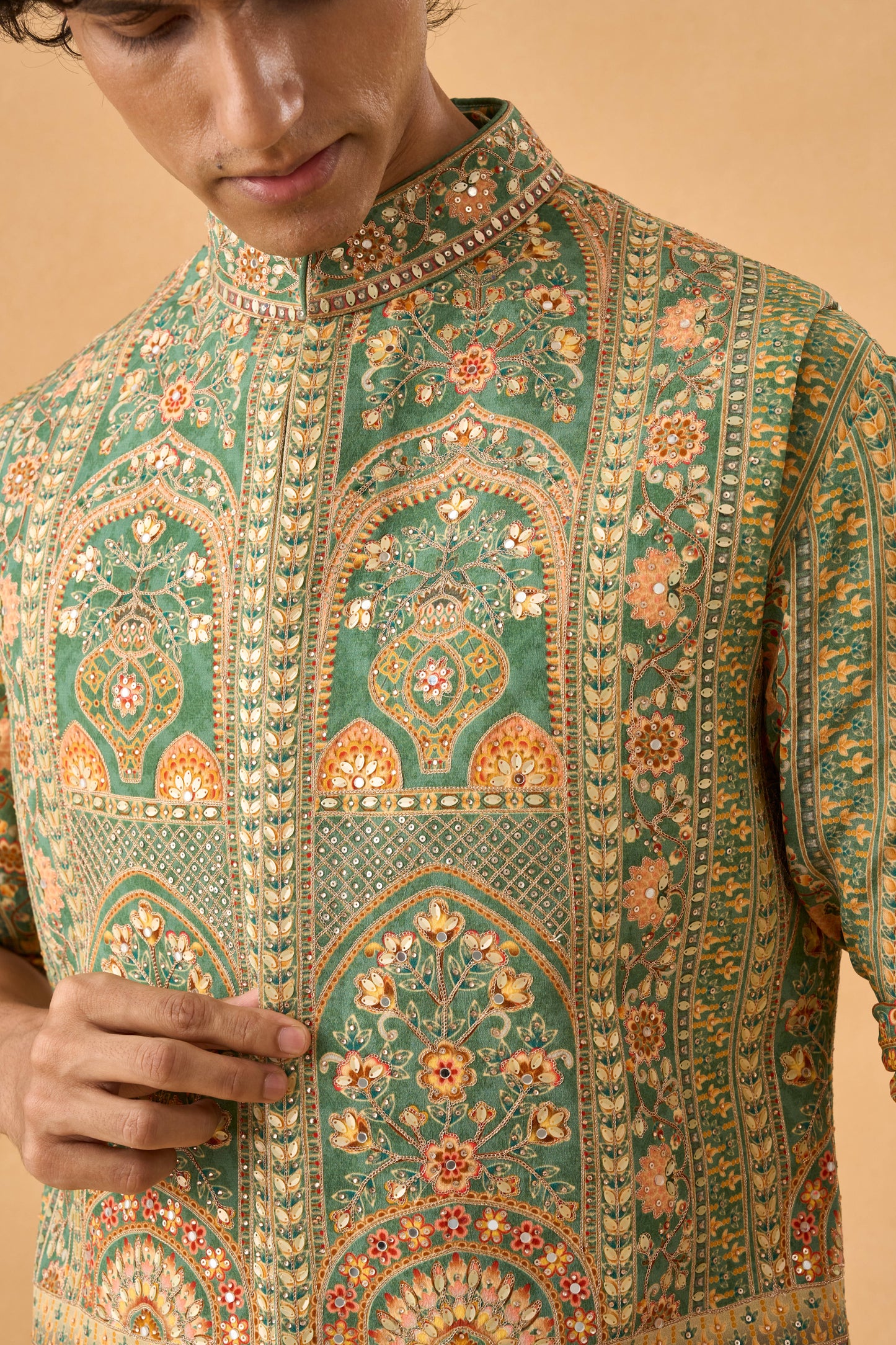Green Kurta Bandi Set