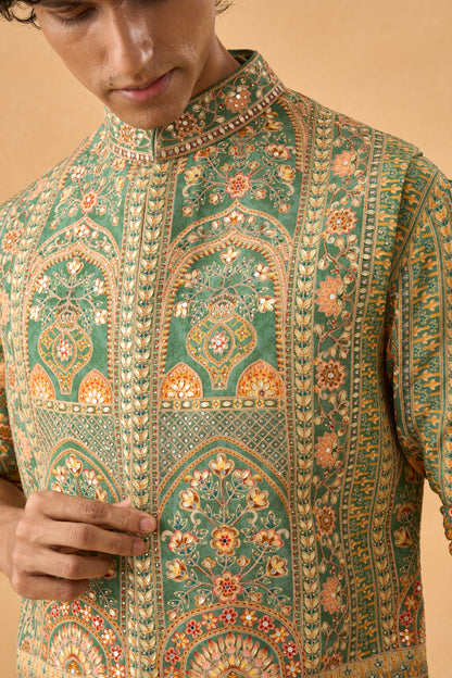 Green Kurta Bandi Set