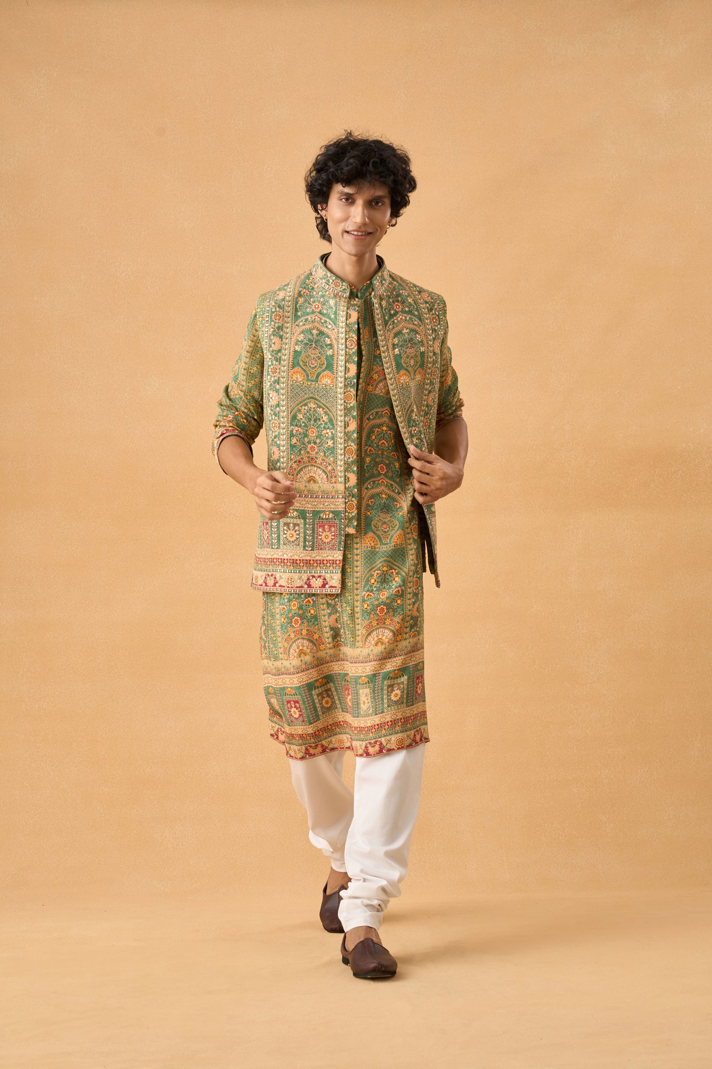 Green Kurta Bandi Set