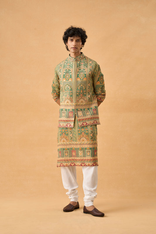 Green Kurta Bandi Set