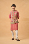 Peachish Pink Kurta Bandi Set