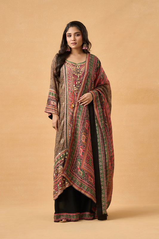 Black Chinon Palazzo Set