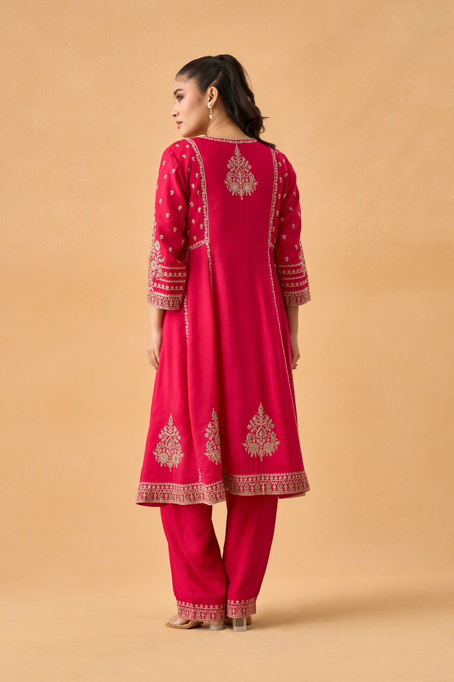 Rani Pink Dola Silk Salwar Kameez Set