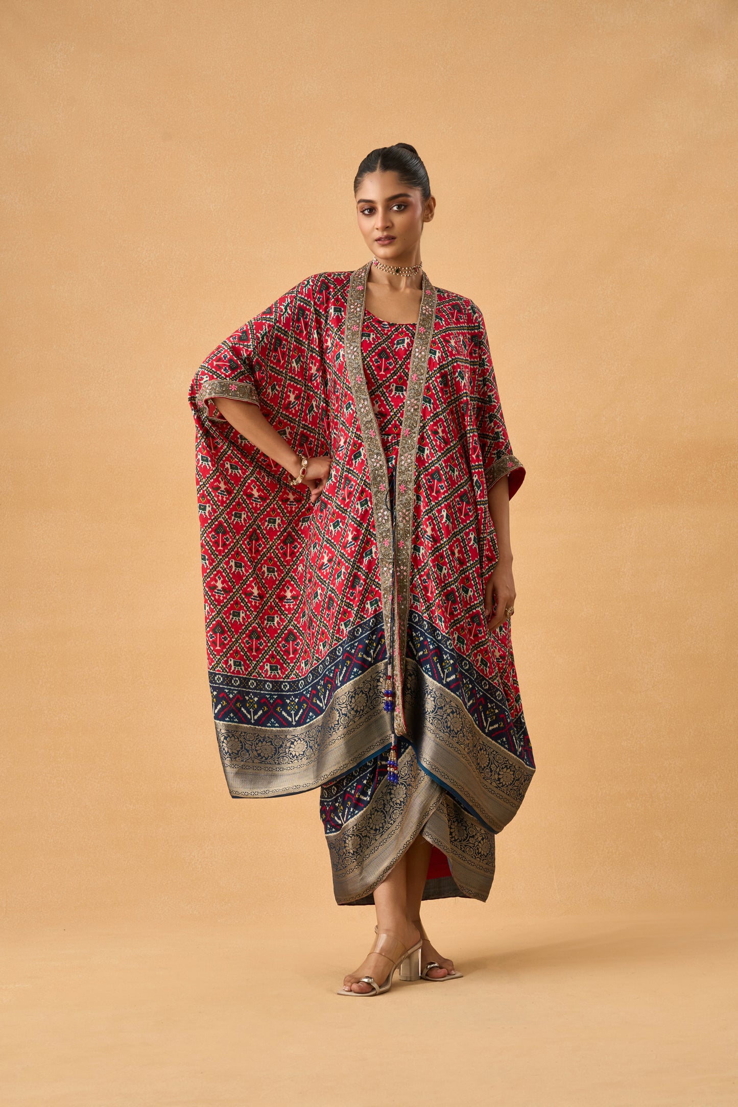 Rani Pink Dola Silk Ikkat Patola Indowestern Set