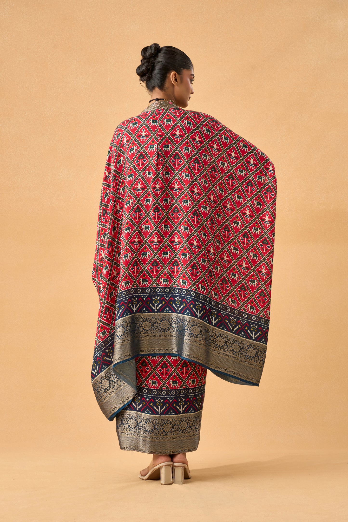 Rani Pink Dola Silk Ikkat Patola Indowestern Set