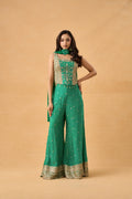 Green Bandhani Indowestern Palazzo Set