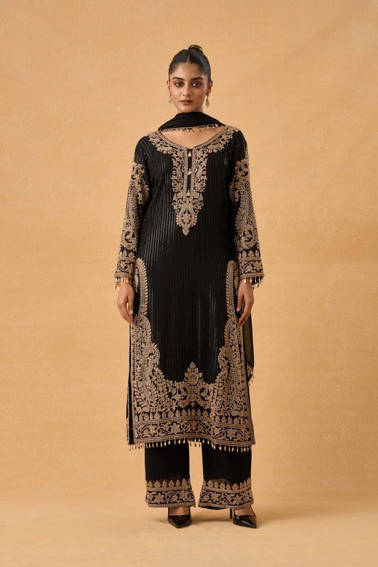 Midnight Black Georgette Pakistani Salwar Kameez Set