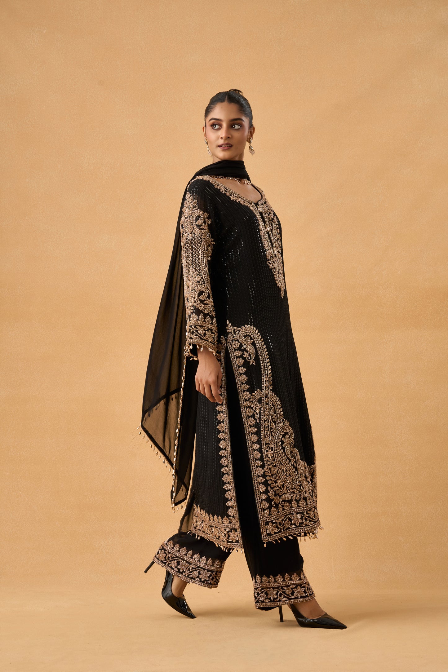 Midnight Black Georgette Pakistani Salwar Kameez Set