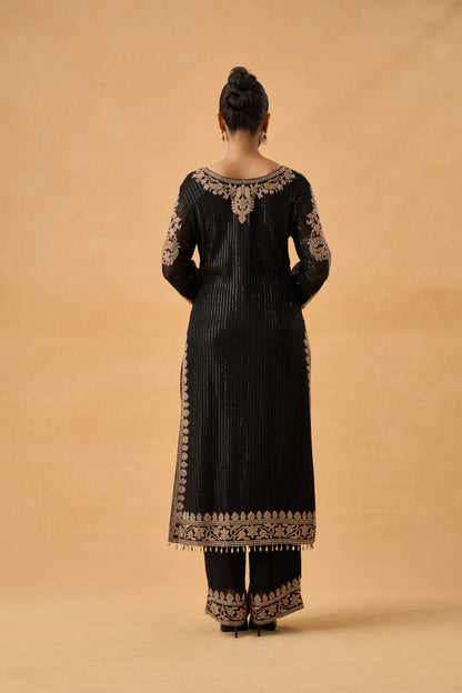 Midnight Black Georgette Pakistani Salwar Kameez Set