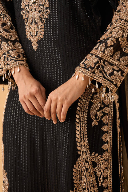 Midnight Black Georgette Pakistani Salwar Kameez Set