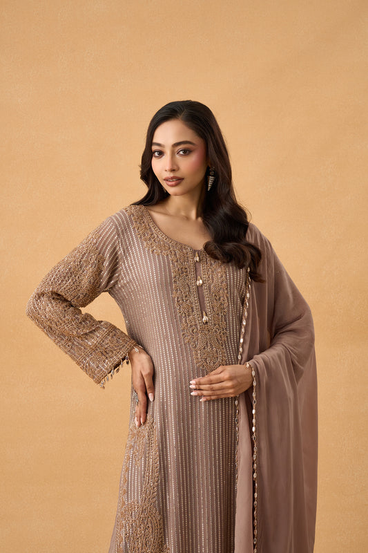 Grey Georgette Pakistani Salwar Kameez Set