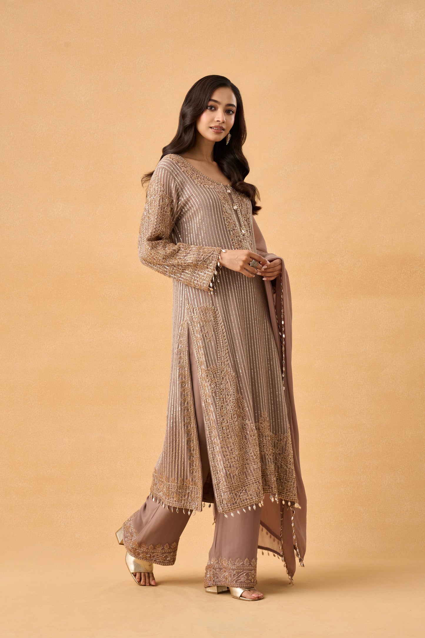 Grey Georgette Pakistani Salwar Kameez Set