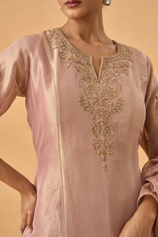 Blush Pink Tissue Palazzo Suit Set