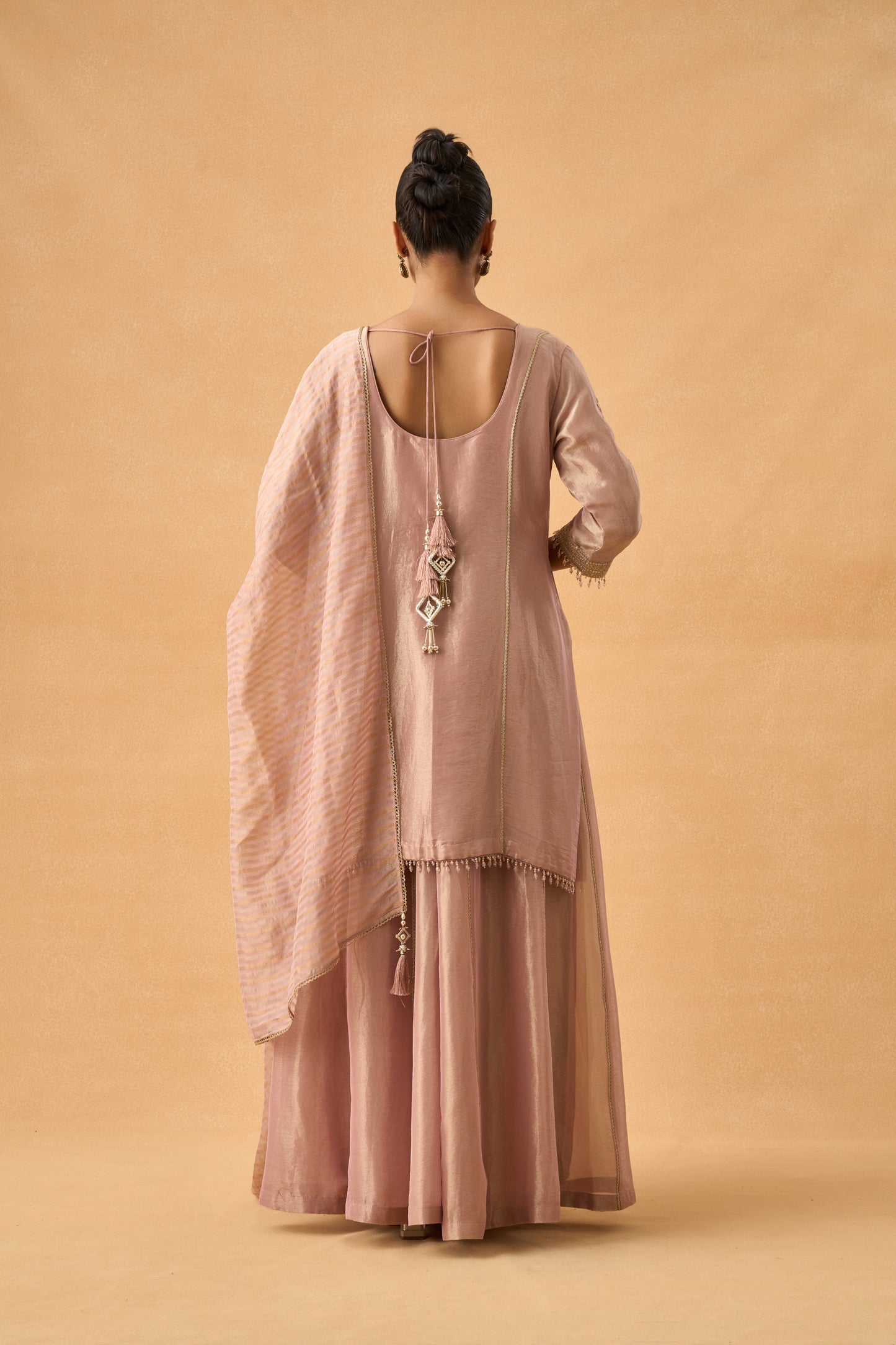 Blush Pink Tissue Palazzo Suit Set