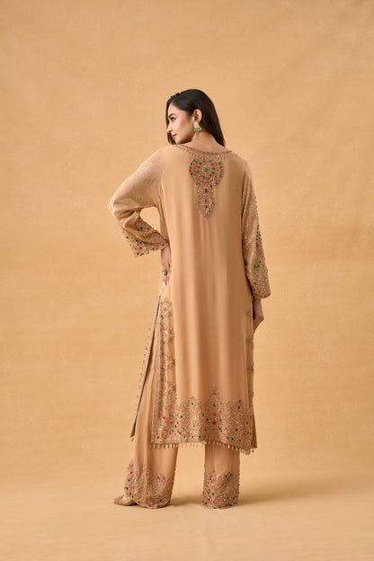 Peach Georgette Pakistani Salwar Kameez Set
