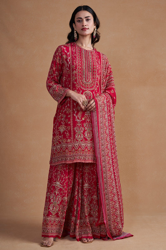 Pink Sharara Set With Dupatta