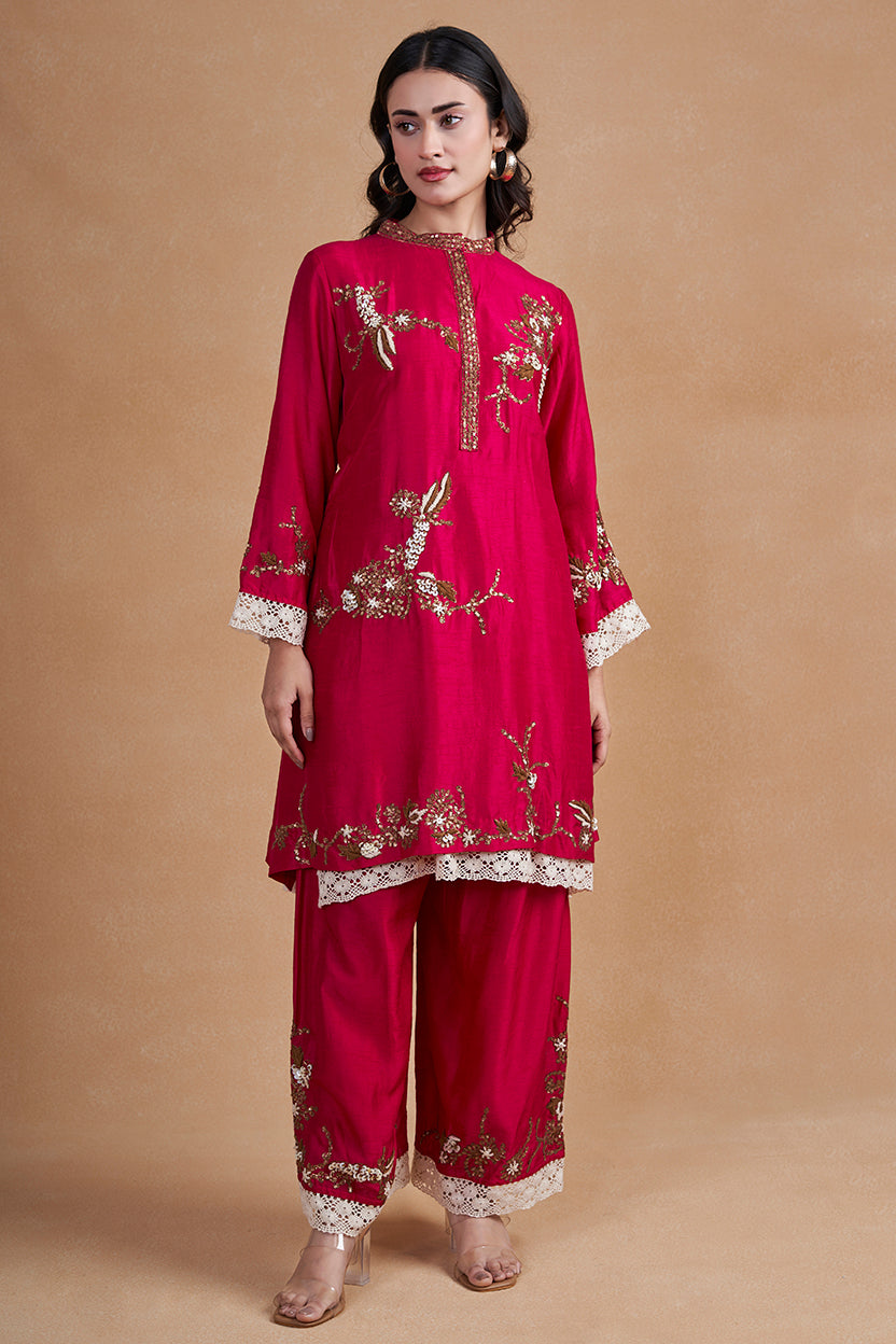 Rani Pink Silk Suit Set