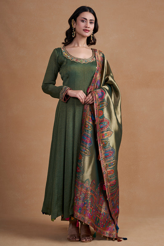 Mehendi Green Anarkali Set