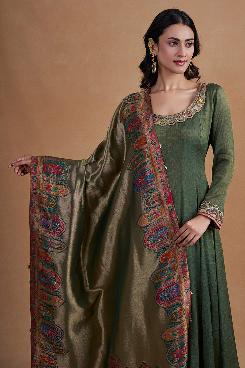 Mehendi Green Anarkali Set
