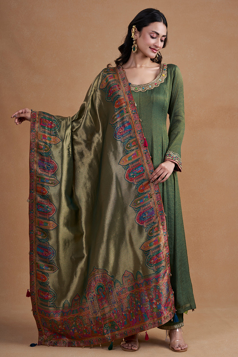 Mehendi Green Anarkali Set