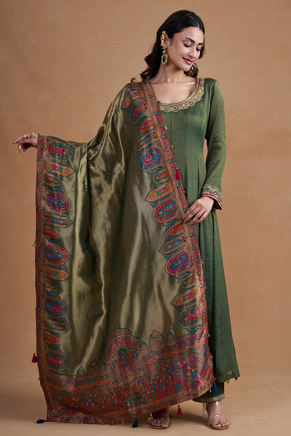 Mehendi Green Anarkali Set