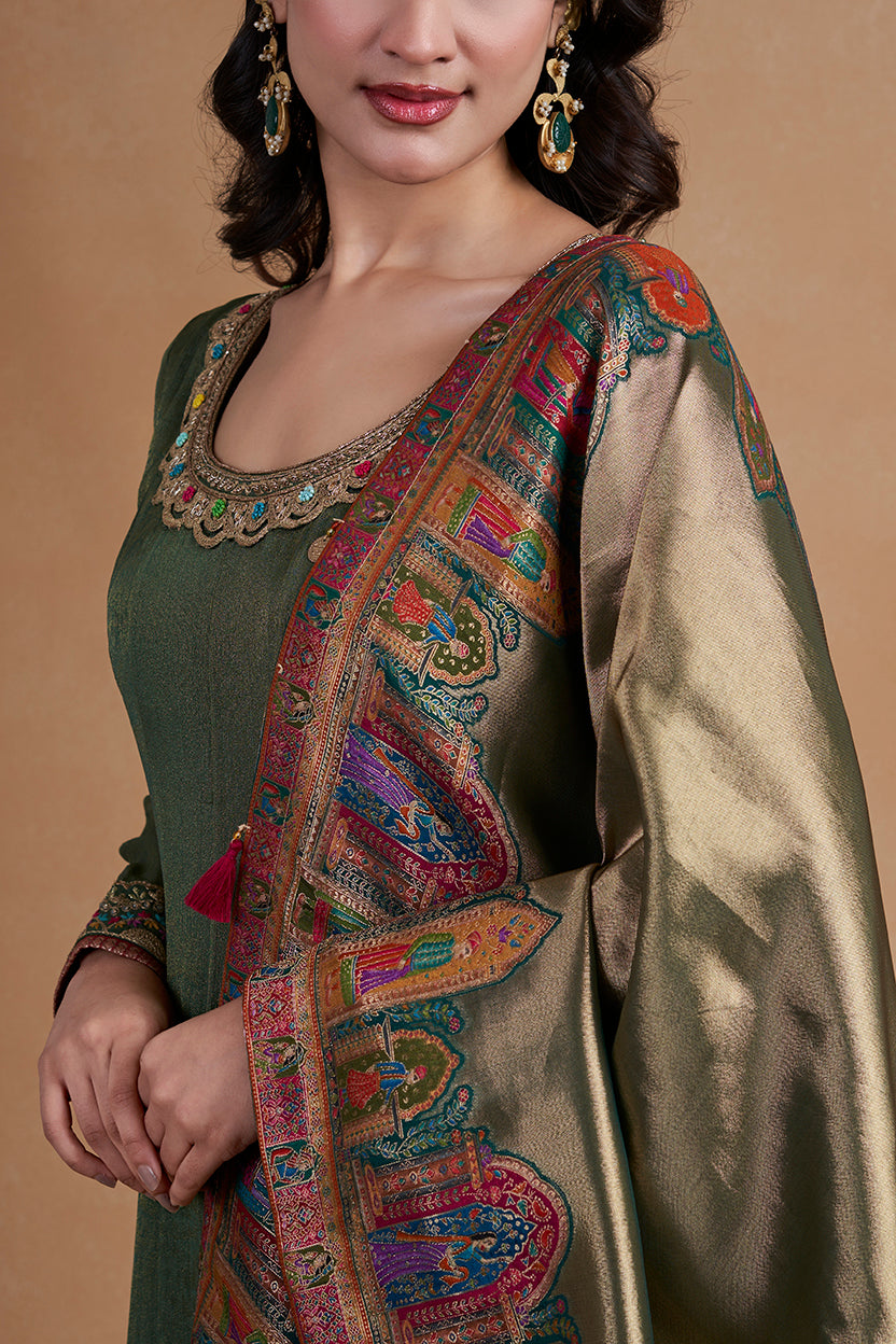 Mehendi Green Anarkali Set