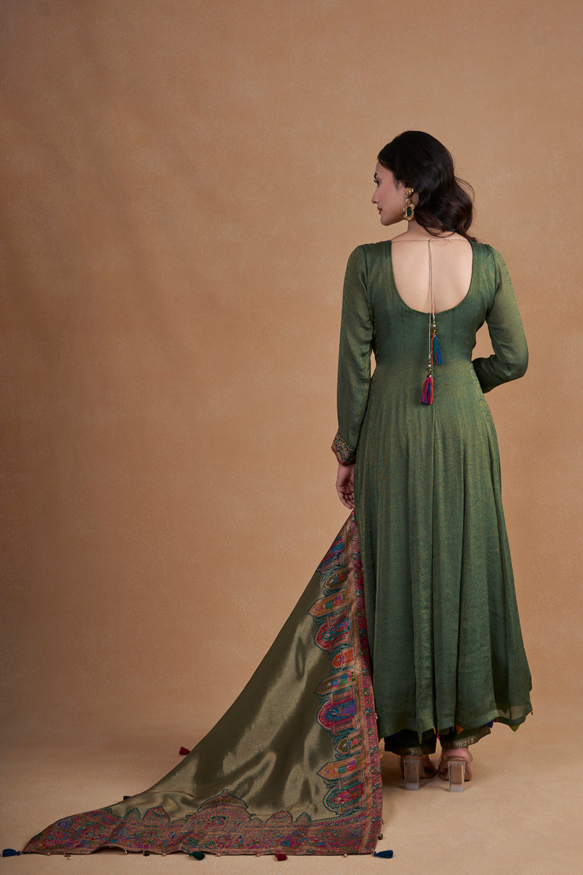 Mehendi Green Anarkali Set